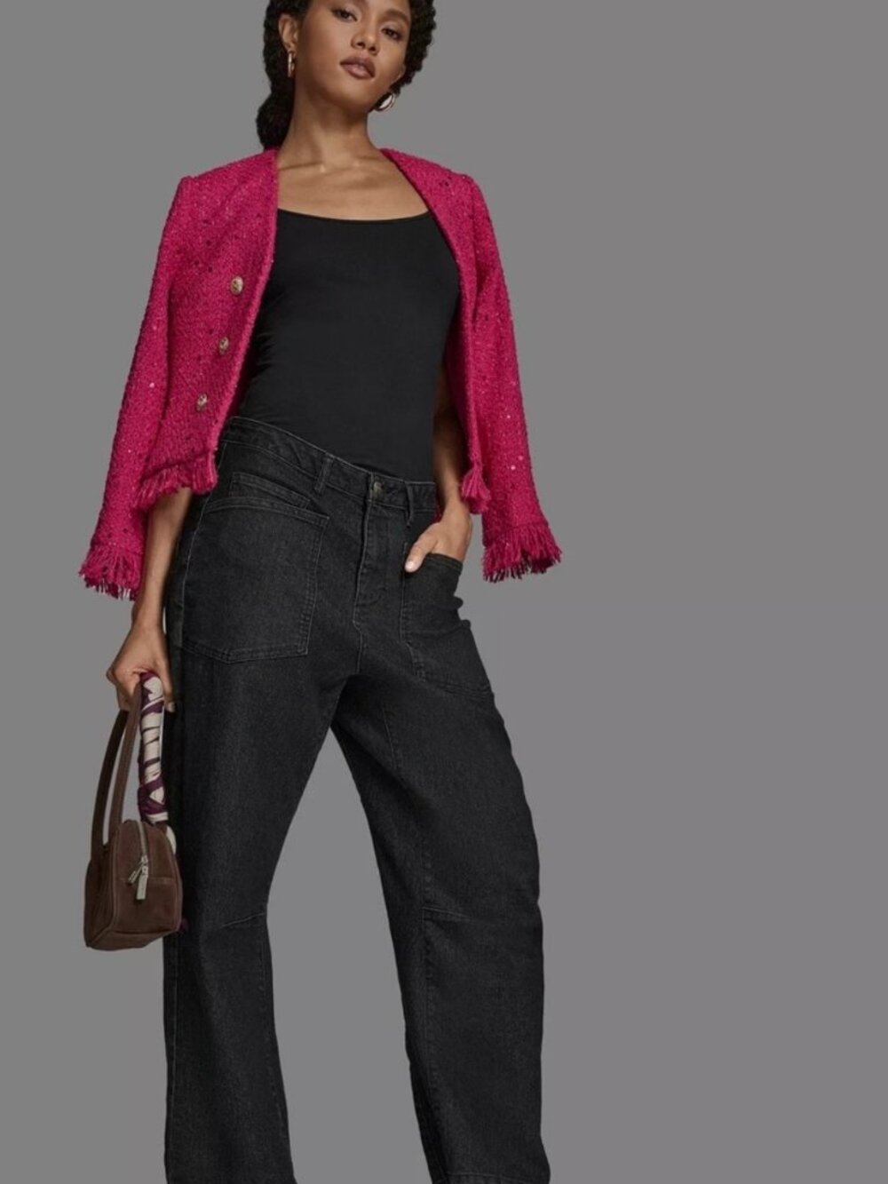 NWT ZARA FUSCHIA FRINGE TWEED JACKET 4 - Picture 8 of 8
